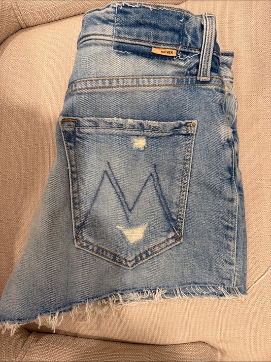 MOTHER Pants - MOTHER Light Blue Distressed Denim Ankle Shorts Tomcat